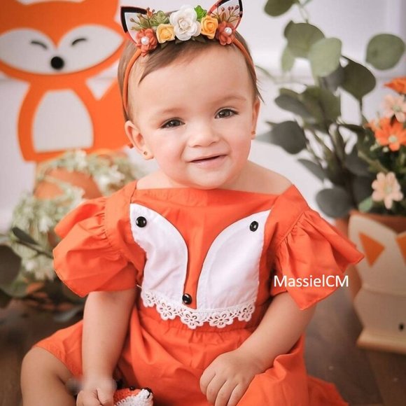 Fox Romper Thanksgiving Birthday Dress Outfit Safari Wild One Birthday Easter - Picture 7 of 9